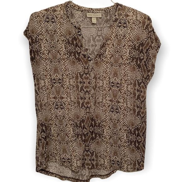 Dana Buchman Snakeskin Brown Patterned Short Sleeve Top S (A-030) - Picture 1 of 8